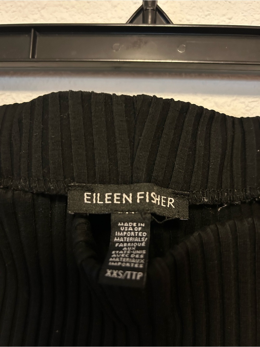 Eileen Fisher Black Ribbed Pull-on Tencel Pants size XXS - Picture 2 of 6